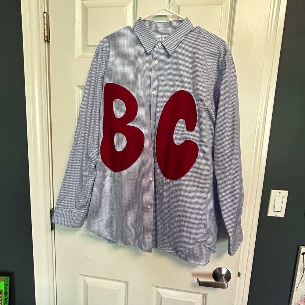 Cdg letter button up shirt